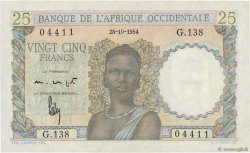 25 Francs FRENCH WEST AFRICA  1954 P.38 AU