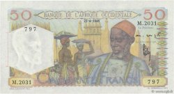50 Francs FRENCH WEST AFRICA  1948 P.39 q.FDC