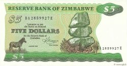 5 Dollars ZIMBABWE  1983 P.02c