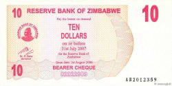 10 Dollars ZIMBABWE  2006 P.39 UNC