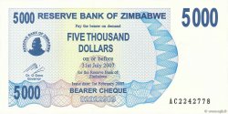 5000 Dollars ZIMBABUE  2007 P.45 FDC