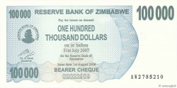 100000 Dollars ZIMBABWE  2006 P.48b UNC