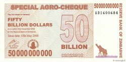 50 Billions Dollars ZIMBABWE  2008 P.63 FDC
