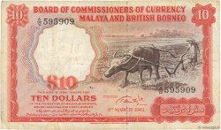 10 Dollars MALAISIE et BORNEO BRITANNIQUE  1961 P.09b TB+