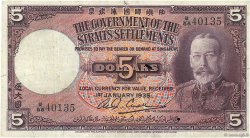 5 Dollars MALESIA - INSEDIAMENTI DELLO STRETTO  1935 P.17b B