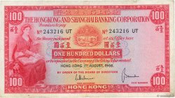 100 Dollars HONGKONG  1966 P.183b fS
