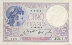 5 Francs FEMME CASQUÉE FRANKREICH  1925 F.03.09 VZ