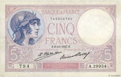 5 Francs FEMME CASQUÉE FRANKREICH  1927 F.03.11 SS