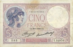 5 Francs FEMME CASQUÉE FRANCE  1933 F.03.17 TB+
