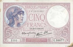 5 Francs FEMME CASQUÉE modifié FRANCE  1939 F.04.02 VF-