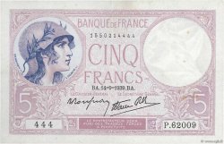 5 Francs FEMME CASQUÉE modifié FRANCE  1939 F.04.08 TTB+