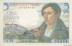 5 Francs BERGER FRANCE  1943 F.05.04 XF