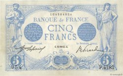 5 Francs BLEU FRANKREICH  1915 F.02.23 VZ