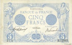 5 Francs BLEU lion inversé FRANKREICH  1917 F.02bis.04 fVZ