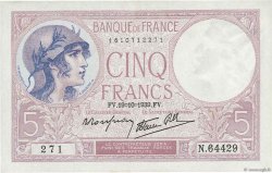5 Francs FEMME CASQUÉE modifié FRANCE  1939 F.04.12 UNC