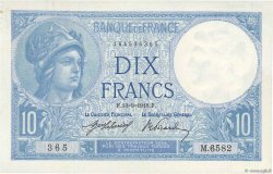 10 Francs MINERVE FRANCIA  1918 F.06.03 AU