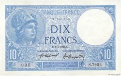 10 Francs MINERVE FRANCE  1921 F.06.05 XF