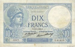 10 Francs MINERVE FRANCIA  1927 F.06.12 BC+