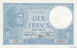 10 Francs MINERVE modifié FRANCE  1939 F.07.01 pr.SPL