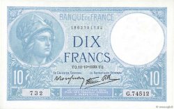 10 Francs MINERVE modifié FRANCIA  1939 F.07.11 EBC