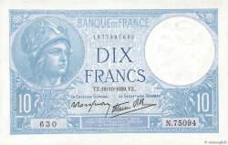 10 Francs MINERVE modifié FRANCE  1939 F.07.12 SUP