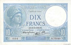 10 Francs MINERVE modifié FRANCIA  1939 F.07.13 MBC