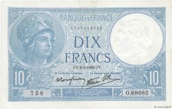 10 Francs MINERVE modifié FRANCE  1939 F.07.01 VF+