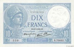 10 Francs MINERVE modifié FRANCIA  1939 F.07.04 SPL