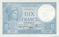 10 Francs MINERVE modifié FRANCE  1940 F.07.16 XF