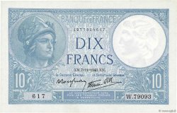 10 Francs MINERVE modifié FRANCE  1940 F.07.19 UNC-