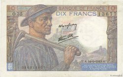 10 Francs MINEUR FRANCE  1943 F.08.07 VF