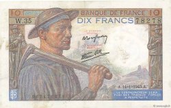 10 Francs MINEUR FRANKREICH  1943 F.08.07 SS