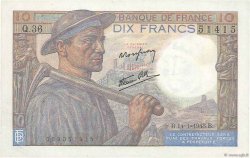 10 Francs MINEUR Numéro radar FRANCE  1943 F.08.07 TTB