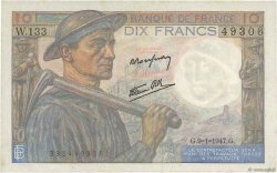 10 Francs MINEUR FRANCE  1947 F.08.17 VF