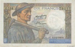 10 Francs MINEUR FRANCE  1949 F.08.21 VF