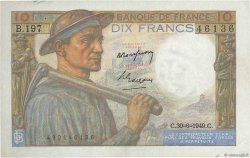 10 Francs MINEUR FRANKREICH  1949 F.08.22 fVZ