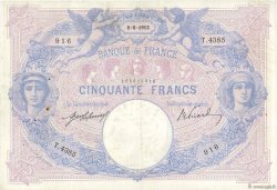 50 Francs BLEU ET ROSE FRANCE  1912 F.14.25 VF