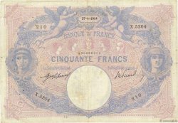 50 Francs BLEU ET ROSE FRANCIA  1914 F.14.27 MB