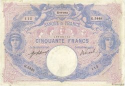 50 Francs BLEU ET ROSE FRANCE  1914 F.14.27 TB