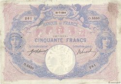 50 Francs BLEU ET ROSE FRANCE  1914 F.14.27 TB+
