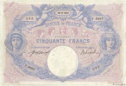 50 Francs BLEU ET ROSE FRANCIA  1916 F.14.29 BC+