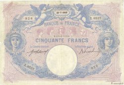 50 Francs BLEU ET ROSE FRANCE  1919 F.14.32 VF-