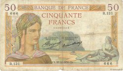 50 Francs CÉRÈS FRANKREICH  1934 F.17.02 SGE