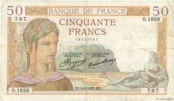 50 Francs CÉRÈS FRANKREICH  1935 F.17.10 S
