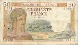 50 Francs CÉRÈS FRANKREICH  1935 F.17.11