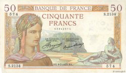 50 Francs CÉRÈS FRANKREICH  1935 F.17.12 fSS