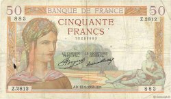 50 Francs CÉRÈS FRANKREICH  1935 F.17.16 SGE