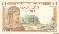 50 Francs CÉRÈS FRANKREICH  1935 F.17.19 SS