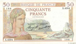 50 Francs CÉRÈS FRANKREICH  1936 F.17.25 VZ