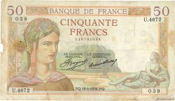 50 Francs CÉRÈS FRANKREICH  1936 F.17.27 fS